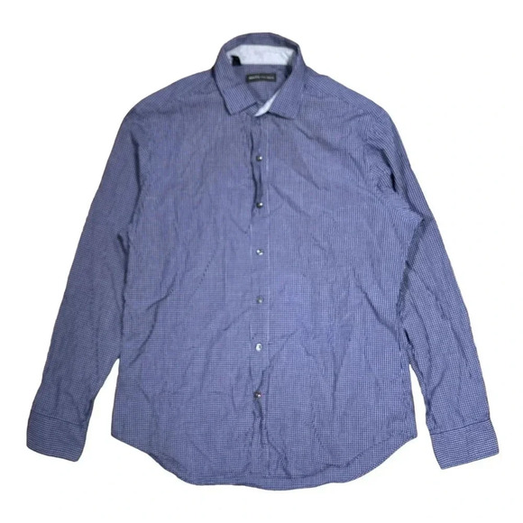 Ralph Lauren Black Label Check Button  Front Dress Shirt Blue Mens Large - Picture 1 of 12